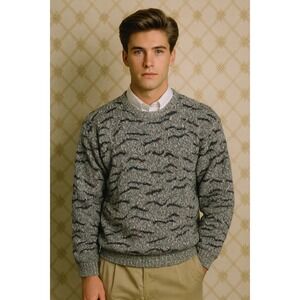 Vintage‎ Michael Gerald Mens Crewneck Sweater Textured Knit Pattern 80s Medium